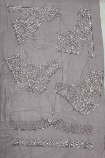 lavender color Sequence work Zari Motif Handwork Net Lehenga Choli set