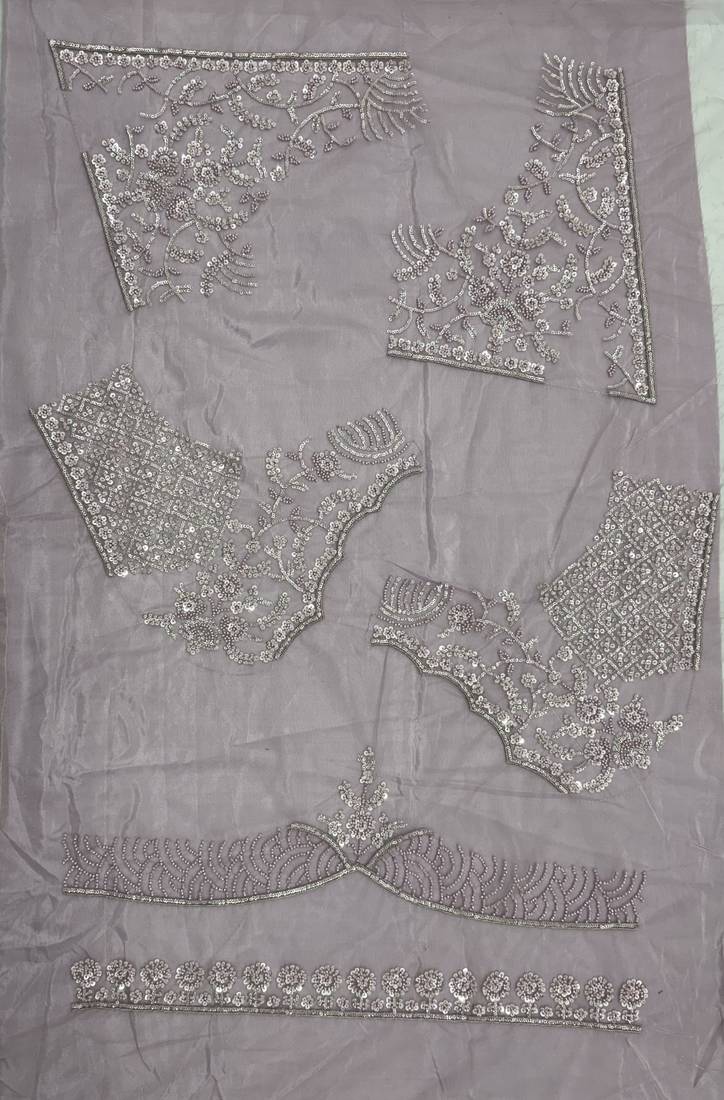 lavender color Sequence work Zari Motif Handwork Net Lehenga Choli set