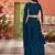 Women’s teal blue embroidered georgette crop top with palazzo