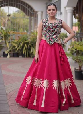 Navratri Roman Lehenga Choli - Coconut Gota & Kutchi Gamthi Embroidery - free size 1