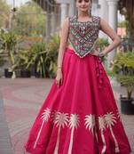 Navratri Roman Lehenga Choli - Coconut Gota & Kutchi Gamthi Embroidery - free size