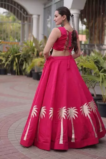 Navratri Roman Lehenga Choli - Coconut Gota & Kutchi Gamthi Embroidery - free size