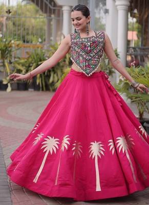 Navratri Roman Lehenga Choli - Coconut Gota & Kutchi Gamthi Embroidery - free size 5