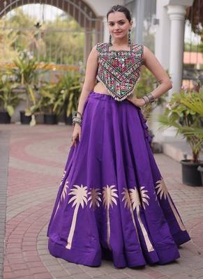Navratri Roman Lehenga Choli - Coconut Gota & Kutchi Gamthi Embroidery - free size 1