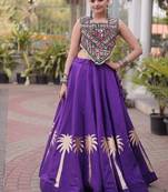 Navratri Roman Lehenga Choli - Coconut Gota & Kutchi Gamthi Embroidery - free size