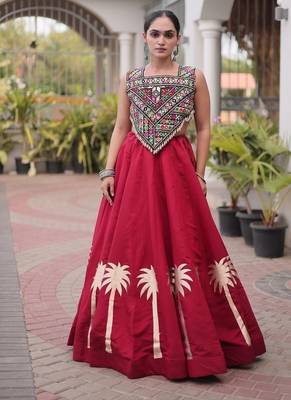 Navratri Roman Lehenga Choli - Coconut Gota & Kutchi Gamthi Embroidery - free size 1