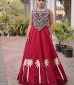 Navratri Roman Lehenga Choli - Coconut Gota & Kutchi Gamthi Embroidery - free size