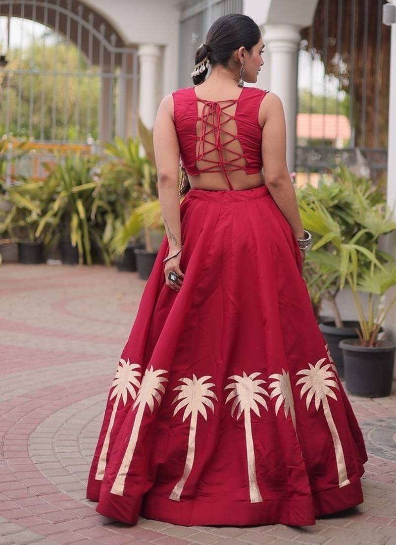 Navratri Roman Lehenga Choli - Coconut Gota & Kutchi Gamthi Embroidery - free size
