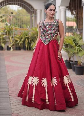 Navratri Roman Lehenga Choli - Coconut Gota & Kutchi Gamthi Embroidery - free size 3