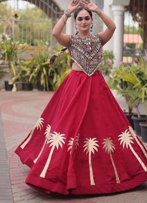 Navratri Roman Lehenga Choli - Coconut Gota & Kutchi Gamthi Embroidery - free size 5