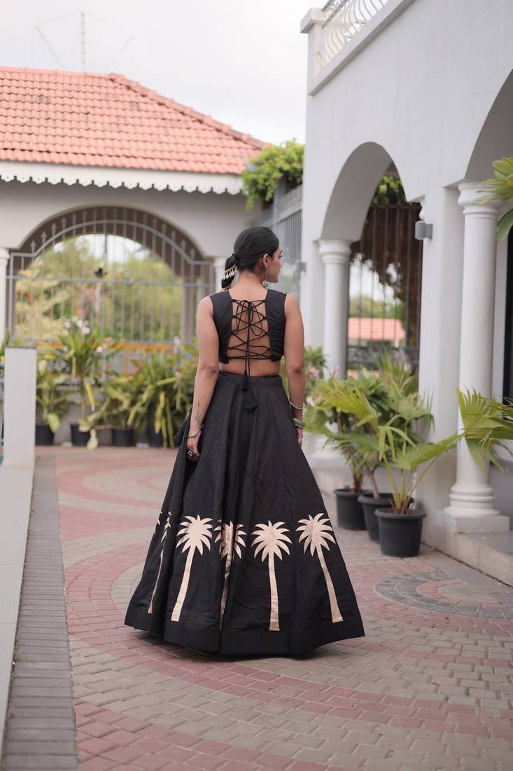 Navratri Roman Lehenga Choli - Coconut Gota & Kutchi Gamthi Embroidery - free size