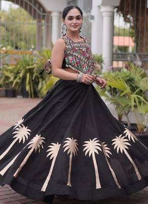 Navratri Roman Lehenga Choli - Coconut Gota & Kutchi Gamthi Embroidery - free size 3