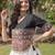 Navratri Roman Lehenga Choli - Lotus Gota Mirror Lace & Kutchi Gamthi Work - free size