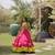 Navratri Roman Lehenga Choli - Lotus Gota Mirror Lace & Kutchi Gamthi Work - free size