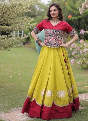 Navratri Special Roman Lehenga Choli | Lotus Gota, Mirror Lace & Kutchi Gamthi Work | Garba Festive Wear 1