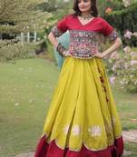 Navratri Special Roman Lehenga Choli | Lotus Gota, Mirror Lace & Kutchi Gamthi Work | Garba Festive Wear