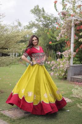Navratri Special Roman Lehenga Choli | Lotus Gota, Mirror Lace & Kutchi Gamthi Work | Garba Festive Wear 3