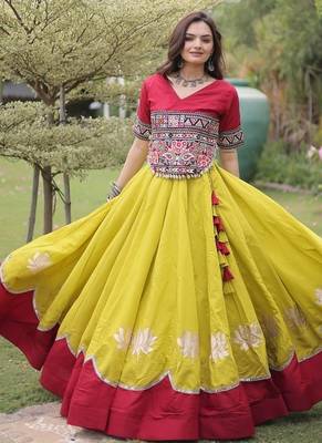 Navratri Special Roman Lehenga Choli | Lotus Gota, Mirror Lace & Kutchi Gamthi Work | Garba Festive Wear 5