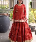 Navratri Cora Cotton Lehenga Choli - Gota Patti & Lace Work - Garba Dandiya Festive Wear - free size