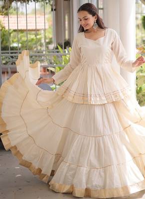 Navratri Special Cora Cotton Lehenga Choli | Gota Patti & Lace Work | Garba Dandiya Festive Wear 5