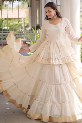 Navratri Special Cora Cotton Lehenga Choli | Gota Patti & Lace Work | Garba Dandiya Festive Wear