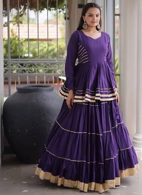 Navratri Cora Cotton Lehenga Choli - Gota Patti & Lace Work - Garba Dandiya Festive Wear - free size 1