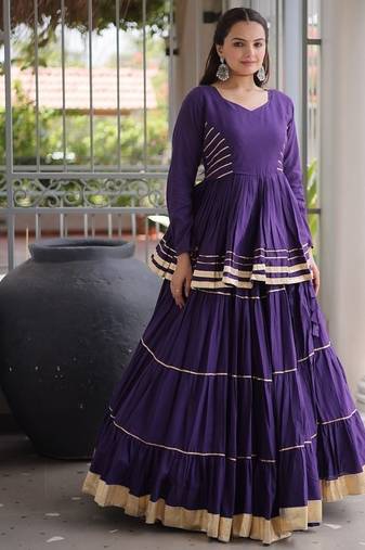Navratri Cora Cotton Lehenga Choli - Gota Patti & Lace Work - Garba Dandiya Festive Wear - free size