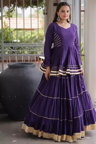 Navratri Cora Cotton Lehenga Choli - Gota Patti & Lace Work - Garba Dandiya Festive Wear - free size
