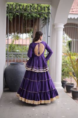 Navratri Cora Cotton Lehenga Choli - Gota Patti & Lace Work - Garba Dandiya Festive Wear - free size 2