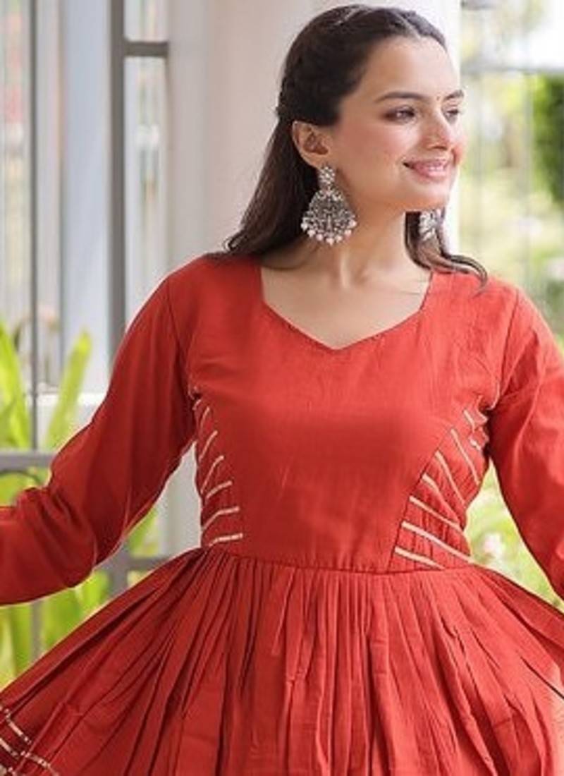 Navratri Cora Cotton Lehenga Choli - Gota Patti & Lace Work - Garba Dandiya Festive Wear - free size