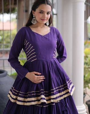 Navratri Cora Cotton Lehenga Choli - Gota Patti & Lace Work - Garba Dandiya Festive Wear - free size 4