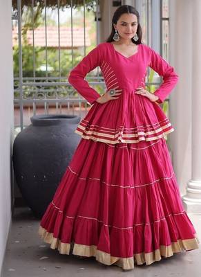 Navratri Cora Cotton Lehenga Choli - Gota Patti & Lace Work - Garba Dandiya Festive Wear - free size 1