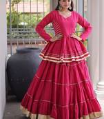 Navratri Cora Cotton Lehenga Choli - Gota Patti & Lace Work - Garba Dandiya Festive Wear - free size