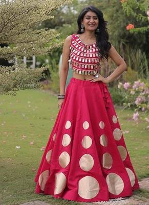 Navratri Special Roman Silk Lehenga Choli | Gota Work Garba & Dandiya Festive Wear 1