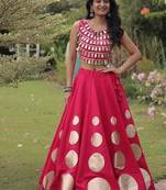 Navratri Special Roman Silk Lehenga Choli | Gota Work Garba & Dandiya Festive Wear