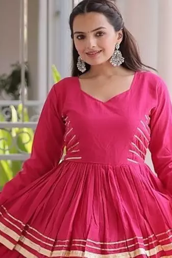 Navratri Cora Cotton Lehenga Choli - Gota Patti & Lace Work - Garba Dandiya Festive Wear - free size