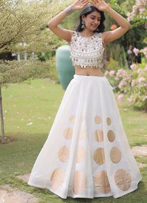 Navratri Roman Silk Lehenga Choli - Gota Work Garba & Dandiya Festive Wear - free size 1
