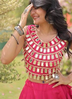 Navratri Special Roman Silk Lehenga Choli | Gota Work Garba & Dandiya Festive Wear 4