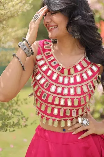 Navratri Special Roman Silk Lehenga Choli | Gota Work Garba & Dandiya Festive Wear