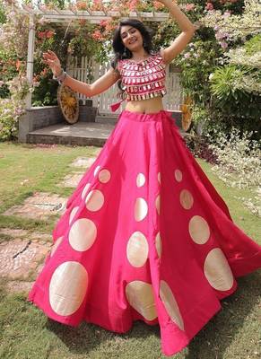 Navratri Special Roman Silk Lehenga Choli | Gota Work Garba & Dandiya Festive Wear 5