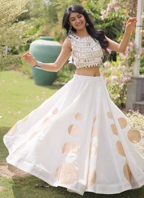 Navratri Roman Silk Lehenga Choli - Gota Work Garba & Dandiya Festive Wear - free size 3
