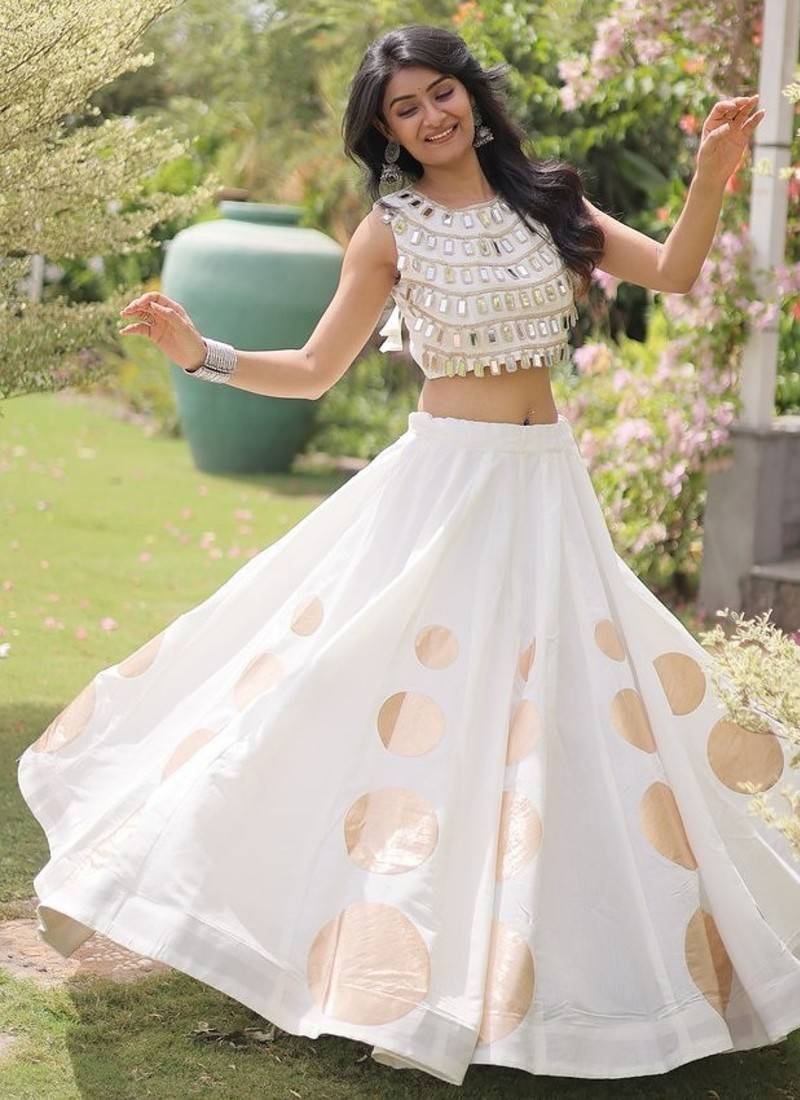 Navratri Roman Silk Lehenga Choli - Gota Work Garba & Dandiya Festive Wear - free size
