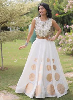Navratri Roman Silk Lehenga Choli - Gota Work Garba & Dandiya Festive Wear - free size 5