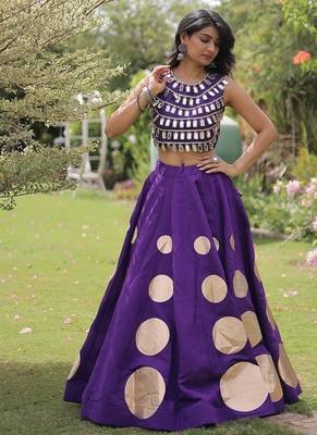 Navratri Roman Silk Lehenga Choli - Gota Work Garba & Dandiya Festive Wear - free size 1