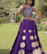 Navratri Roman Silk Lehenga Choli - Gota Work Garba & Dandiya Festive Wear - free size