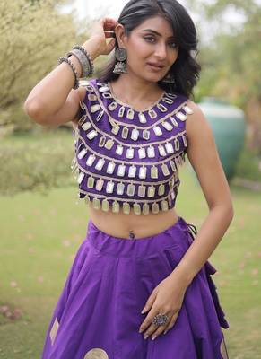 Navratri Roman Silk Lehenga Choli - Gota Work Garba & Dandiya Festive Wear - free size 4