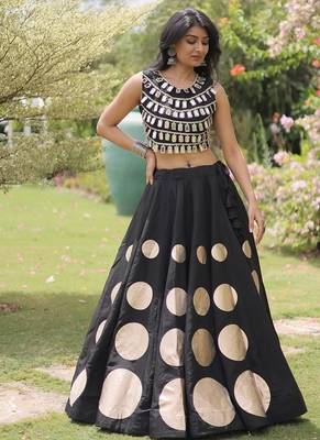 Navratri Roman Silk Lehenga Choli - Gota Work Garba & Dandiya Festive Wear - free size 1