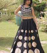 Navratri Roman Silk Lehenga Choli - Gota Work Garba & Dandiya Festive Wear - free size