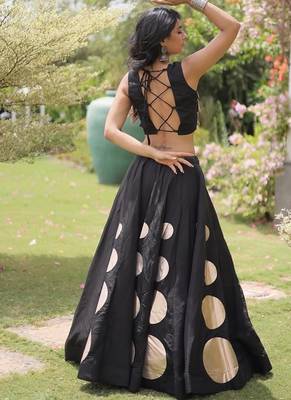 Navratri Roman Silk Lehenga Choli - Gota Work Garba & Dandiya Festive Wear - free size 2