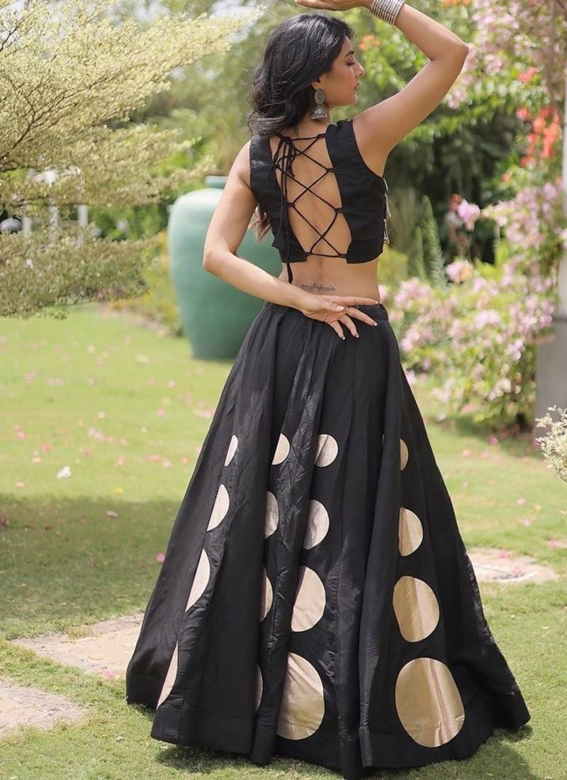 Navratri Roman Silk Lehenga Choli - Gota Work Garba & Dandiya Festive Wear - free size